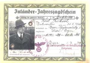 greres Bild - Jagdschein Inlnder  1939