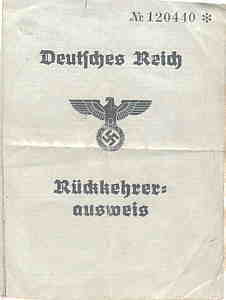 gr��eres Bild - Ausweis R�ckkehrer   1940