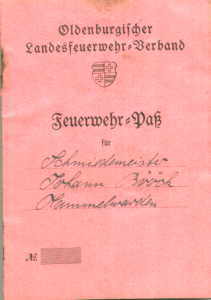 gr��eres Bild - Ausweis Feuerwehr    1935