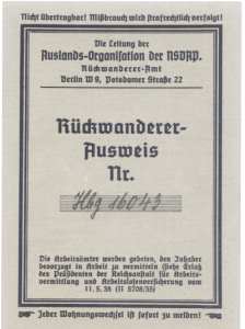 gr��eres Bild - Ausweis R�ckwanderer 1941