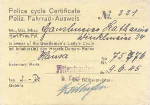greres Bild - Fahrradregistrierung 1945