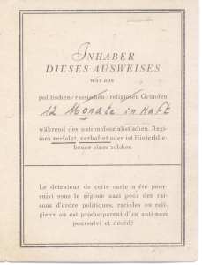 gr��eres Bild - Ausweis NS Verfolgte 1946