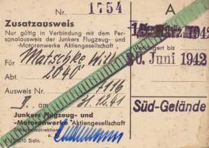 enlarge picture  - id card aircraft Junkers
