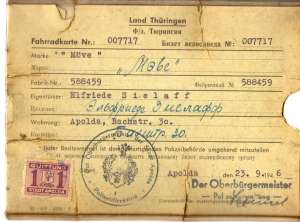 enlarge picture  - bicycle licence Thuringa