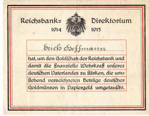 greres Bild - Urkunde Goldspende   1916