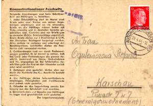 Brief aus dem Konzentrationslager Auschwitz
