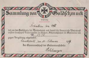 gr��eres Bild - Urkunde Goldspende   1917