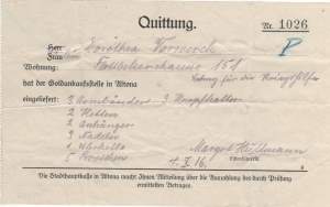 enlarge picture  - receipt gold donation WW1