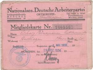 gr��eres Bild - Mitgliedskarte NSDAP 1934
