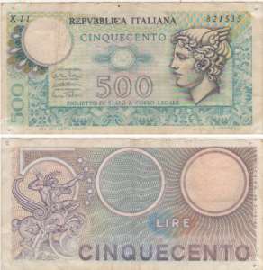 enlarge picture  - money banknote Italy 1976