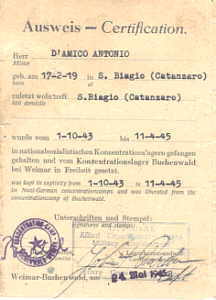 gr��eres Bild - Ausweis Buchenwald KZ  45