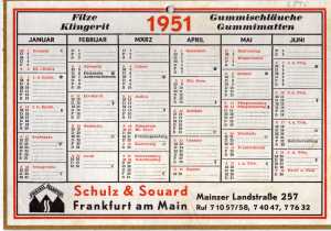 gr��eres Bild - Kalender Jahres      1951