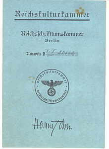 greres Bild - Mitgliedskarte Reichskult