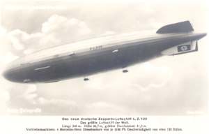 gr��eres Bild - Postkarte Zeppelin 129