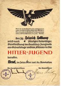 greres Bild - Urkunde HJ Aufnahme  1939