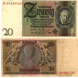 gr��eres Bild - Geldnote 1929-1945 DR  20