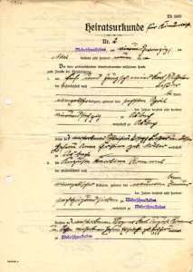 greres Bild - Urkunde Heirat       1938