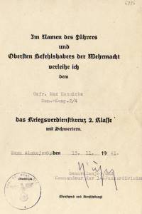 greres Bild - Urkunde KVK 1939     1941