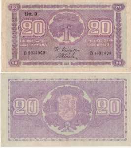 greres Bild - Geldnote Finnland 1939 20